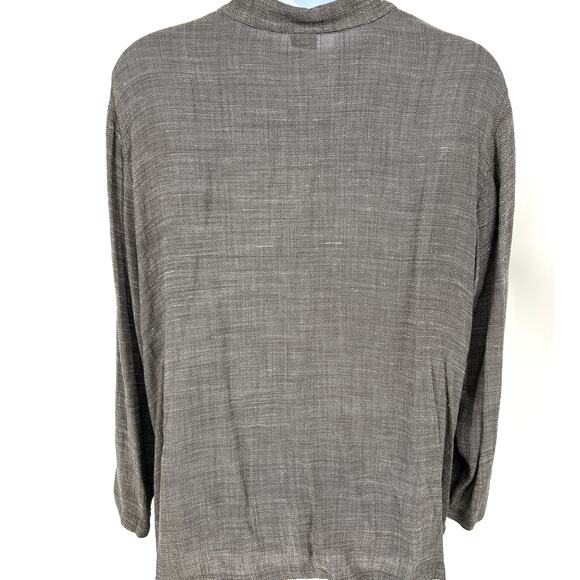 Vintage Eileen Fisher Woman Linen Gray Tab Collar Button Up Blouse 2X **READ** - Picture 3 of 7